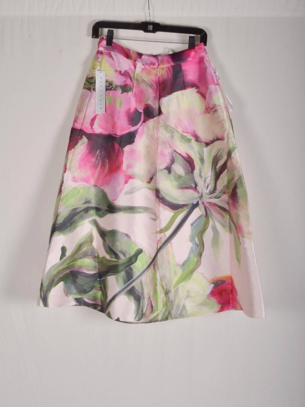 Kay Unger Elise Floral Tea Length Satin Skirt - Picture 6 of 6